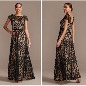 NWT XSCAPE 3D Embroidered Floral Gown